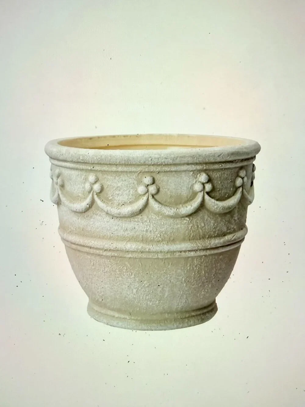 Cream Ceramic Planter, Retro Textured & Embossed Plant Pot with Drainage Hole 8